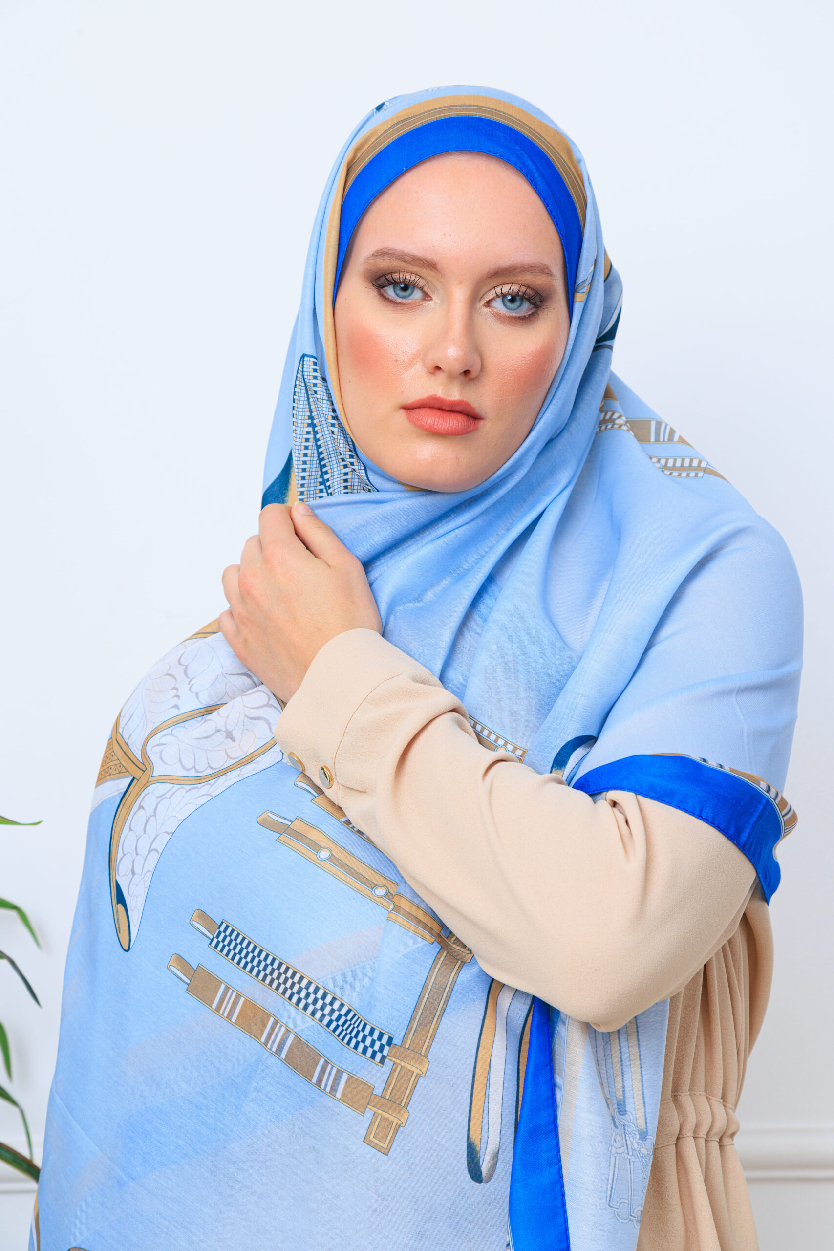 H pamuk şal - 32014 Bebe Mavi - Görsel 3