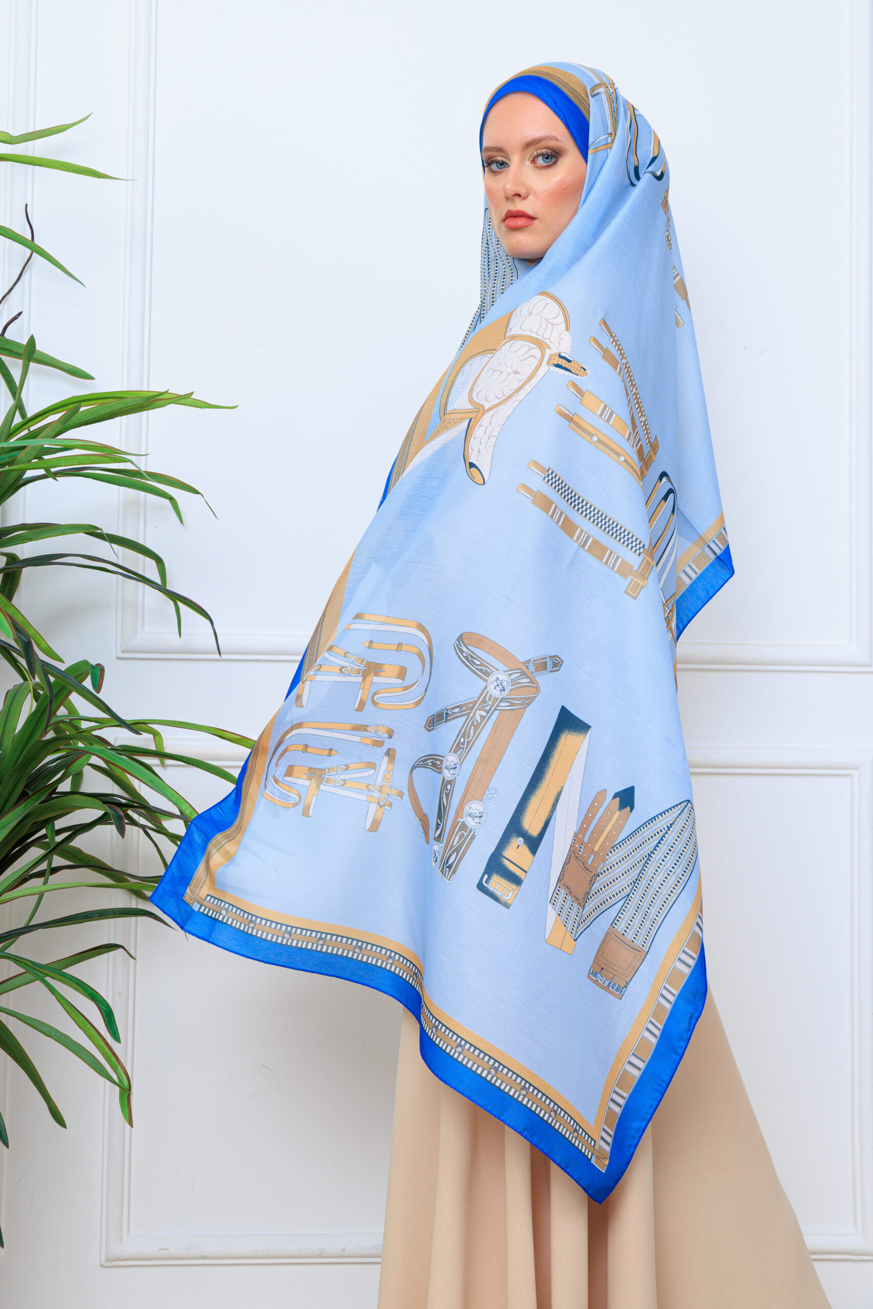 H pamuk şal - 32014 Bebe Mavi - Görsel 4