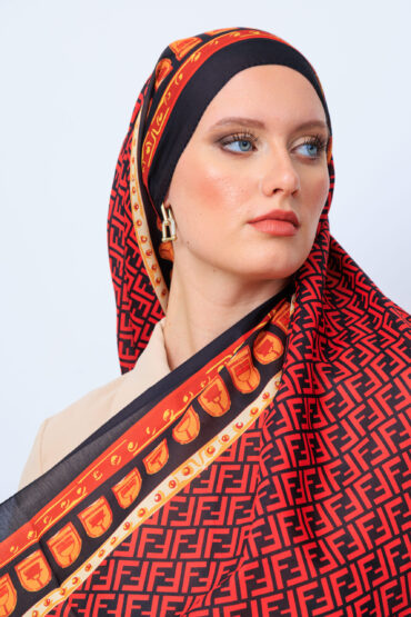 Fendi Monogram Pamuk Şal 64302 - Bordo