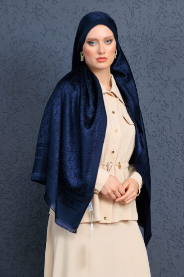 İthal Dior Kaşmir İpek Şal 49103-Lacivert