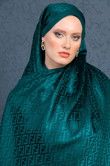 İthal Fendi Kaşmir İpek Şal 49101 -Zümrüt