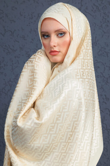 İthal Fendi Kaşmir İpek Şal 49101 -Bej