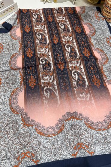 Etro Desen Pamuk İpek Şal 49733 - Soft Lacivert