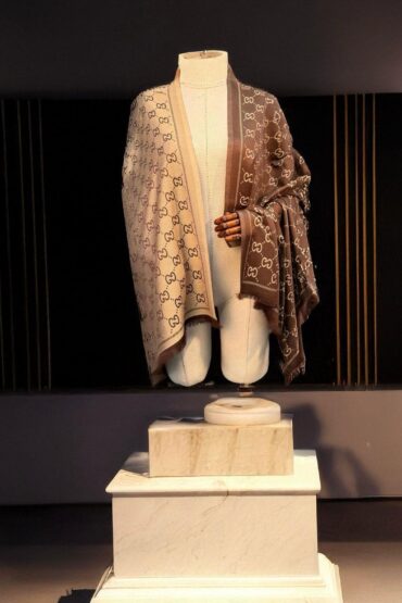 Kahve Gucci Çift Renk Kaşmir Şal