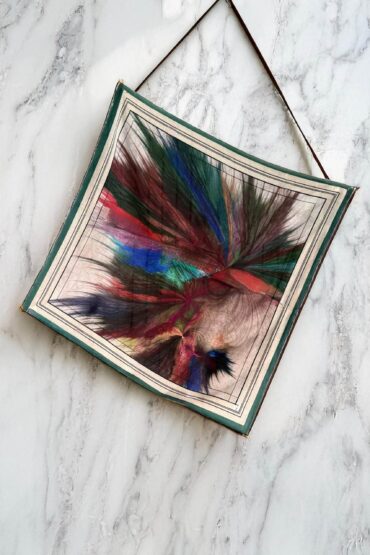 Yeşil Ebru Desen Pamuk Soft Eşarp