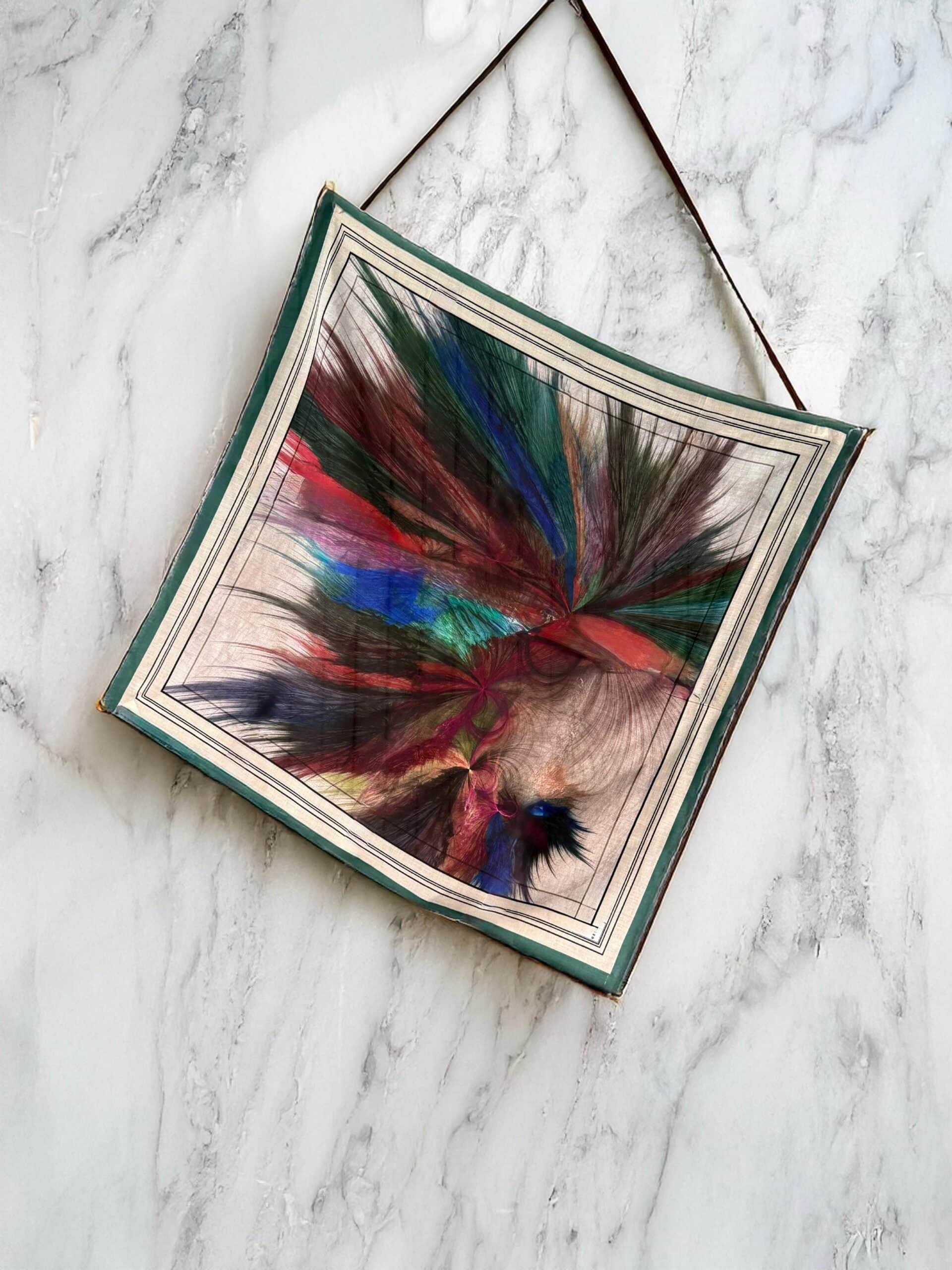 Yeşil Ebru Desen Pamuk Soft Eşarp