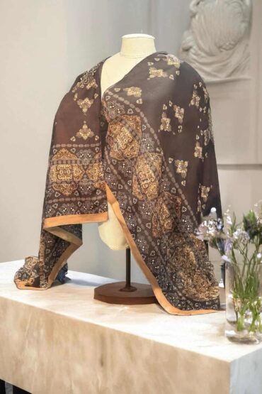 Latte Zarif Desen Pamuk Soft Şal