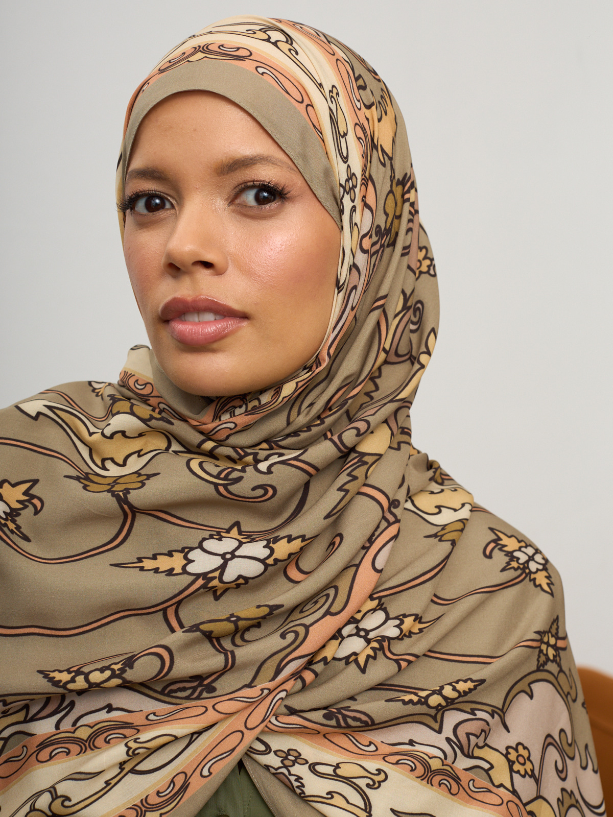 Bej İberya Işığı Desen Pamuk İpek Şal - Görsel 3