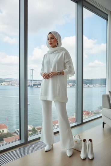 Premium Çıtçıtlı Dotta İkili Takım TK100301 - Ekru