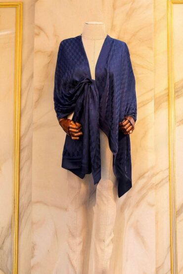 Gece Mavisi Qoza Desen Jakar Şal