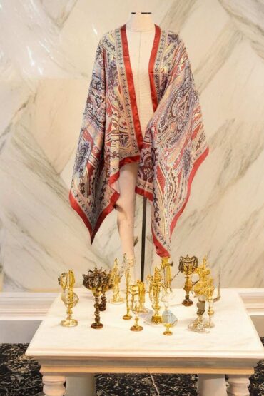 Vişne Etnik Desen Vual Şal