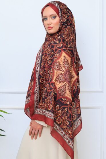 Etro Buta Desenli Pamuk Şal - 377350 - Bordo Siyah