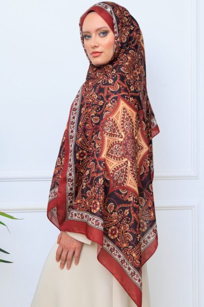 Etro Buta Desenli Pamuk Şal - 377350 - Bordo Siyah