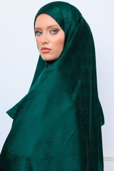 G Desen İthal Pamuk Jakar Şal - Zümrüt