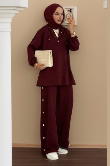 Premium Oys Çıtçıtlı ı İkili Takım TK100242 - Bordo