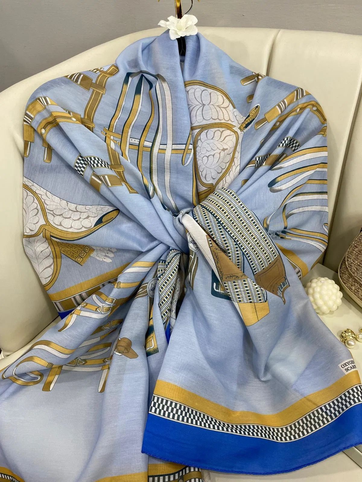 H pamuk şal - 32014 Bebe Mavi - Görsel 6