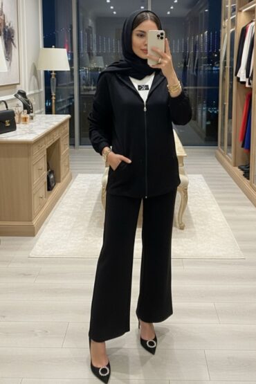 Premium Cep Fermuarlı Oys İkili Takım TK100300 - Siyah