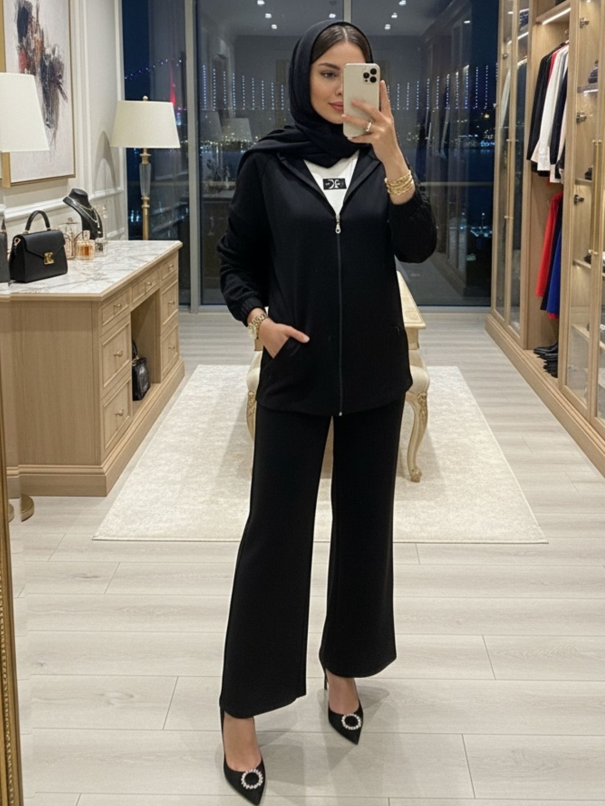 Premium Cep Fermuarlı Oys İkili Takım TK100300 - Siyah