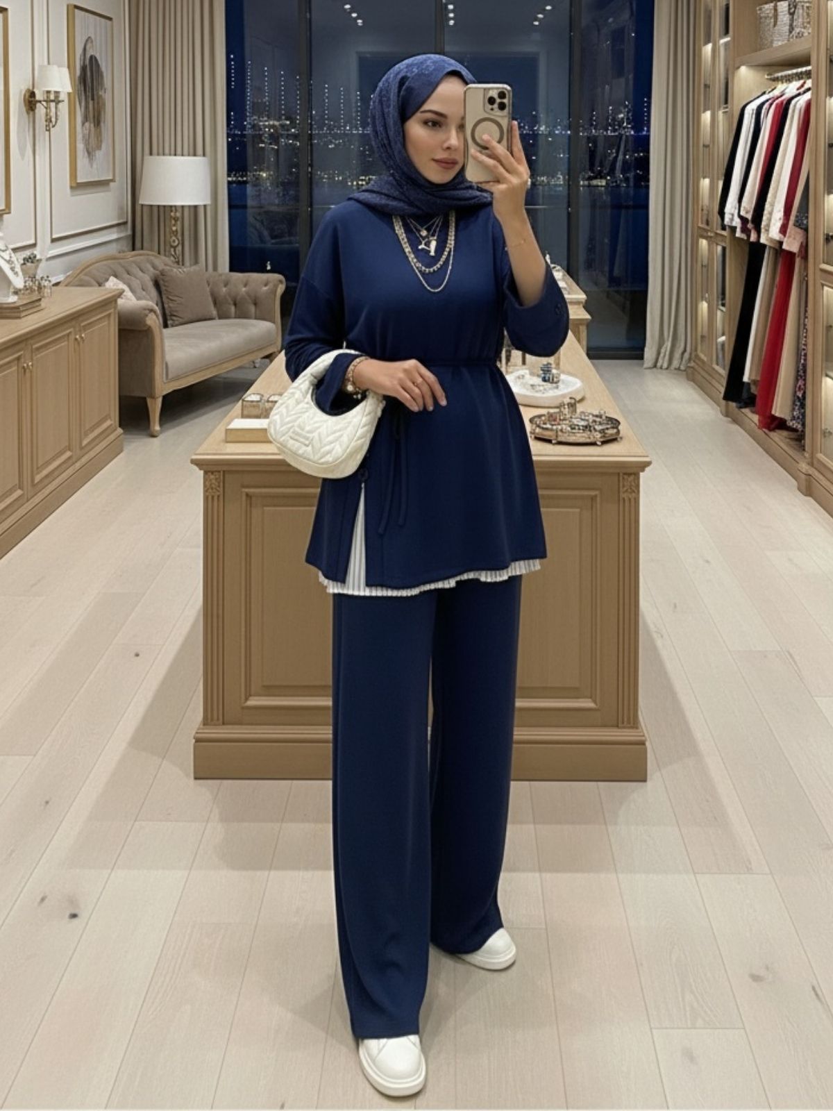 Premium Oys Düğmeli İkili Takım TK2968 - Lacivert