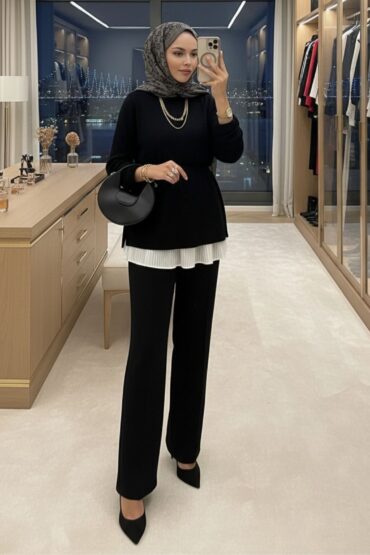 Oys Premium Bağlamalı İkili Takım TK100240 - Siyah