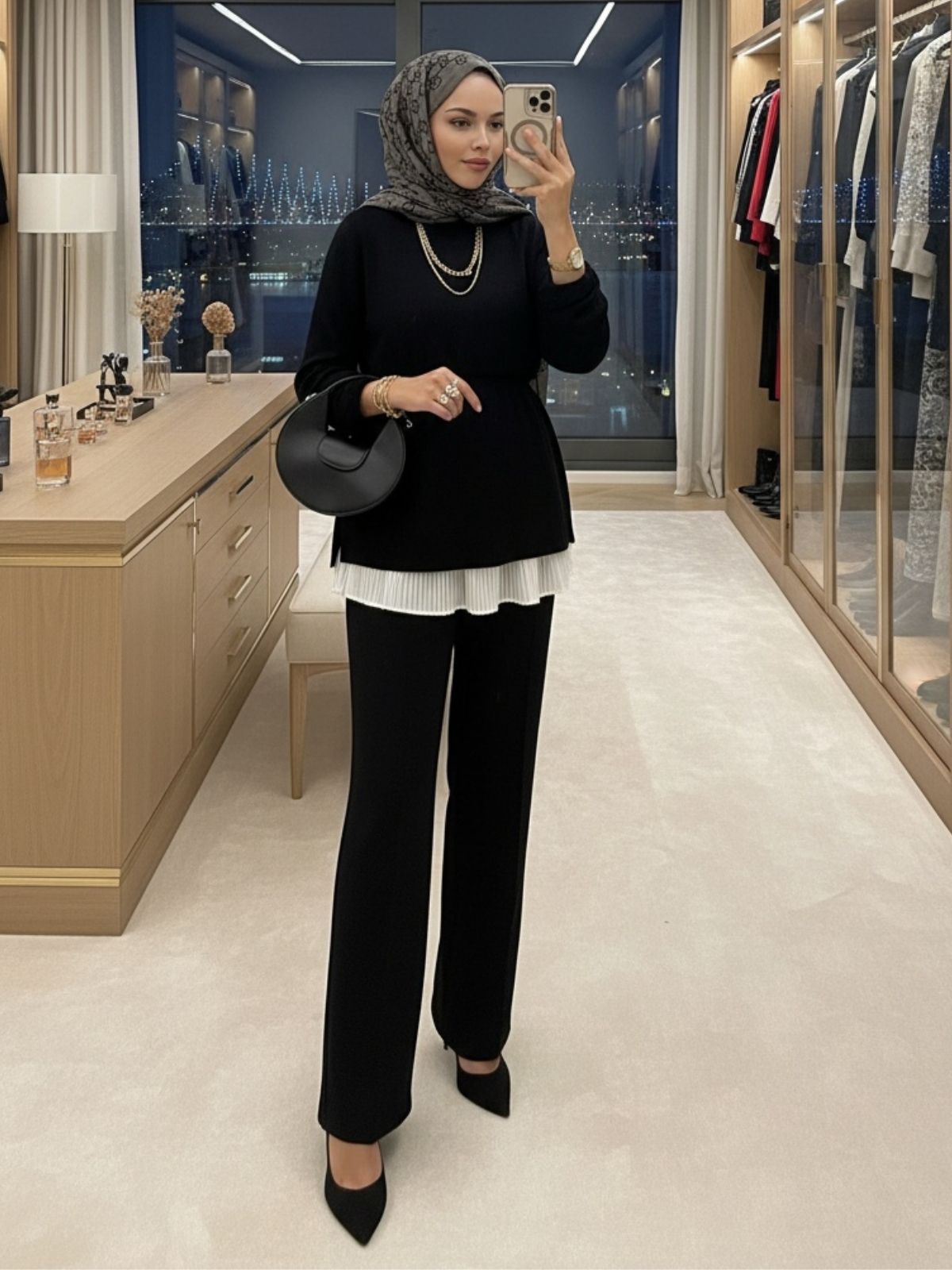 Oys Premium Bağlamalı İkili Takım TK100240 - Siyah