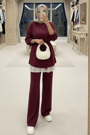 Oys Premium Bağlamalı İkili Takım TK100240 - Bordo