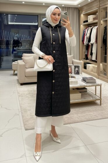 Elle Kapitone Yelek DŞ100386 - Siyah