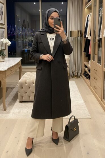 Kaşe Cepli Kaban CKT100407- Koyu Füme