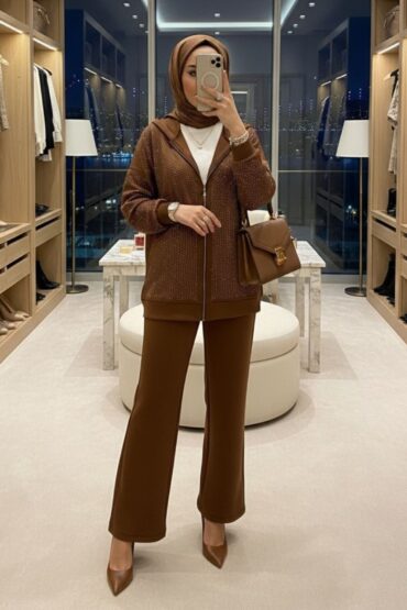 Kalve Taş İşlemeli İkili Takım TK100296 - Kahve