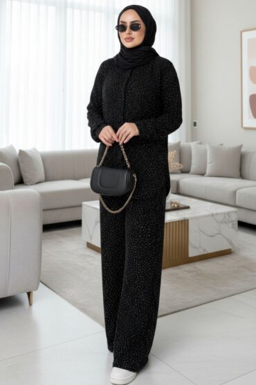 Lola Taşlı İkili Takım (Şal Hediye)TK100413 - Siyah