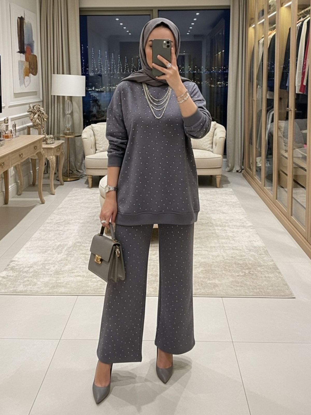 Taşlı Oys İkili Takım TK100291 - Füme