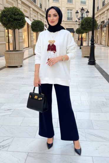 Moniy Ayıcık Detay Sweat SWT100448 - Beyaz