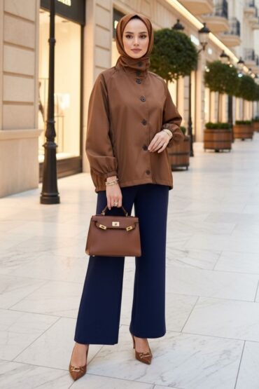 Zara Bomber Arka Detay Lastikli Trençkot DŞ100449 - Taba