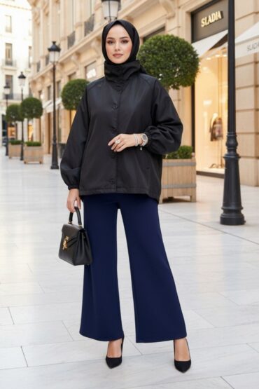 Zara Bomber Arka Detay Lastikli Trençkot DŞ100449 - Siyah