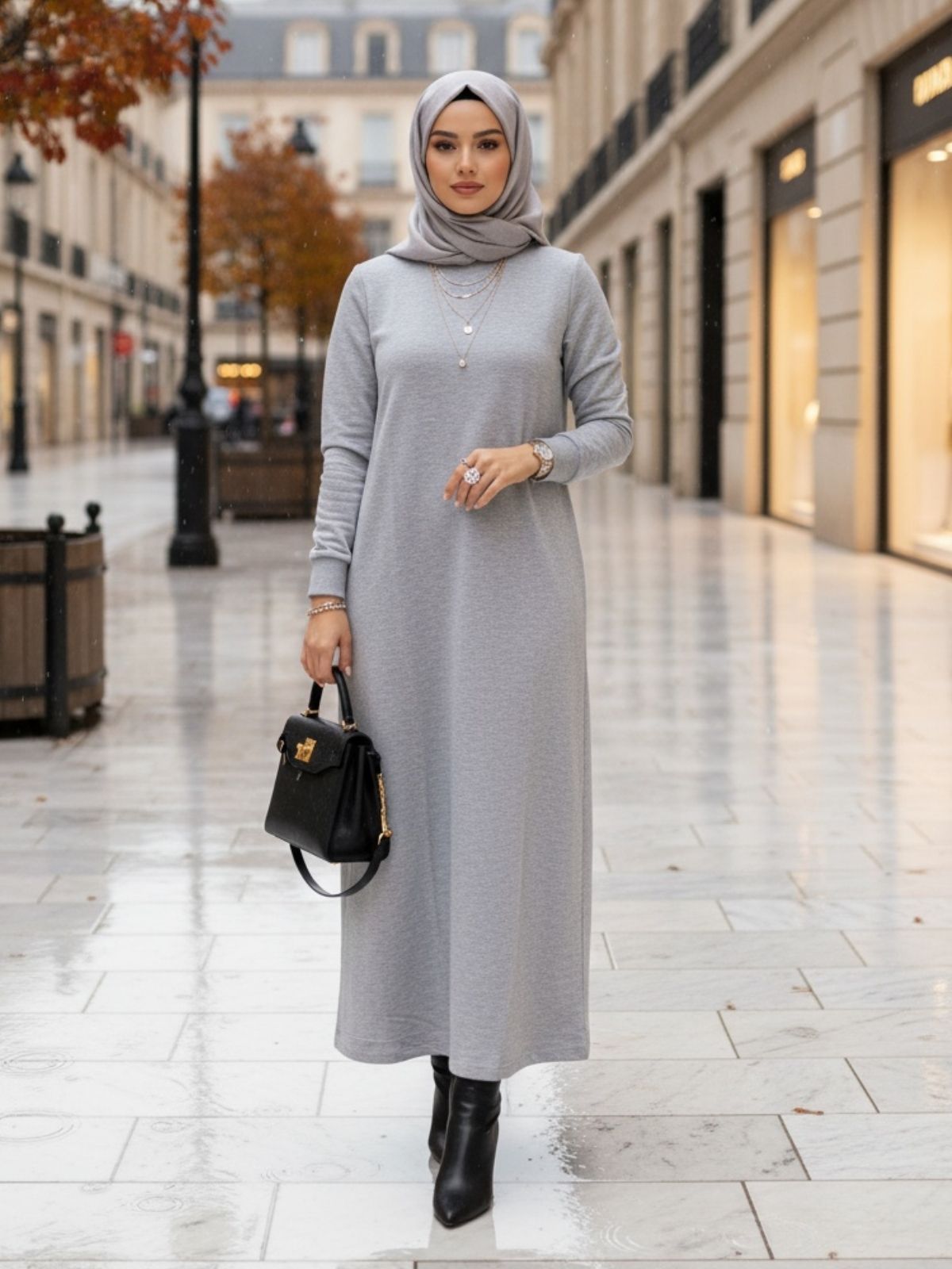 Daniela Trend Elbise ELB100452 Gri