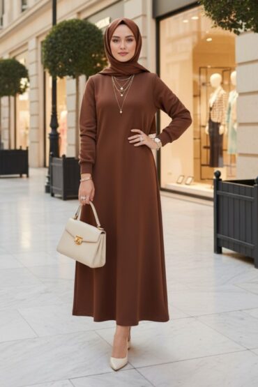 Samyella Trend Scuba Elbise ELB100453 Kahve