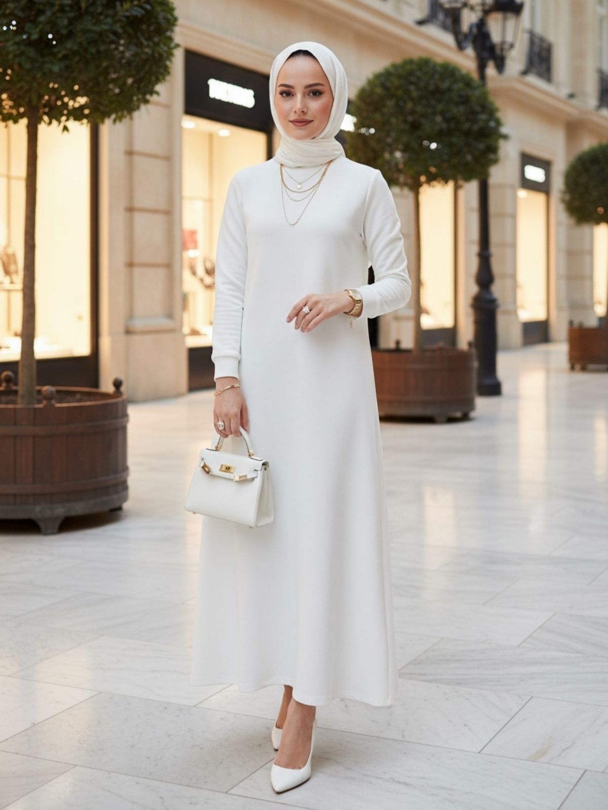 Samyella Trend Scuba Elbise ELB100453 Beyaz