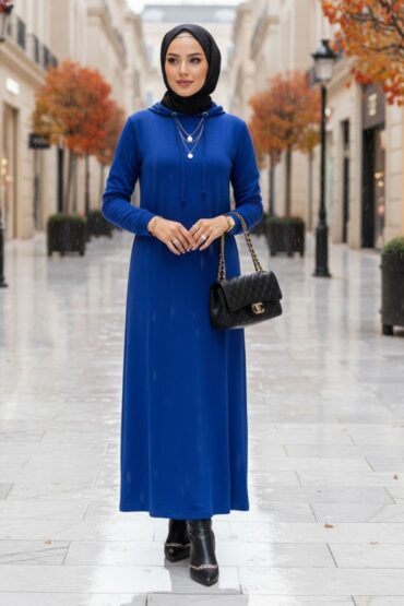 Monella Trend Kuşgözlü Elbise ELB100455 Saks Mavi