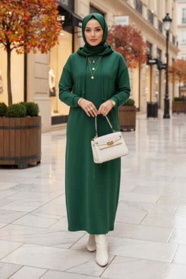 Monella Trend Kuşgözlü Elbise ELB100455 Yeşil