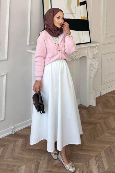 Scuba Kloş Kesim Etek ETK100260 - Beyaz