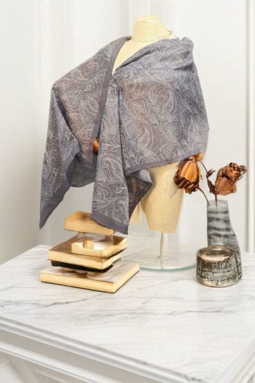 Gri Zenya  Desen Pamuk Şal