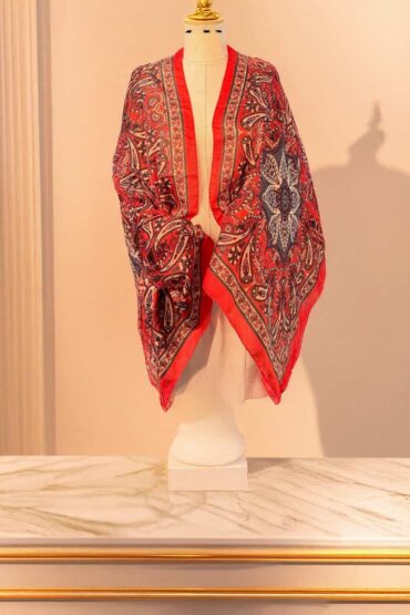 Turuncu Motifka Pamuk Soft Şal