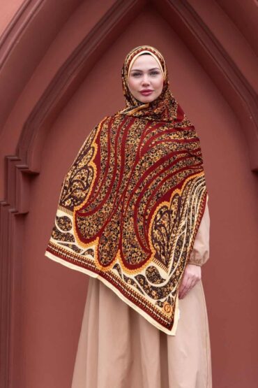 Kırmızı Lâl Yün İpek Şal
