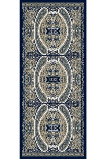 Lacivert Çini Desen Pamuk İpek Şal