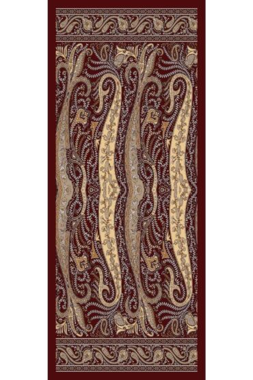 Bordo Dalga Desen Pamuk İpek Şal