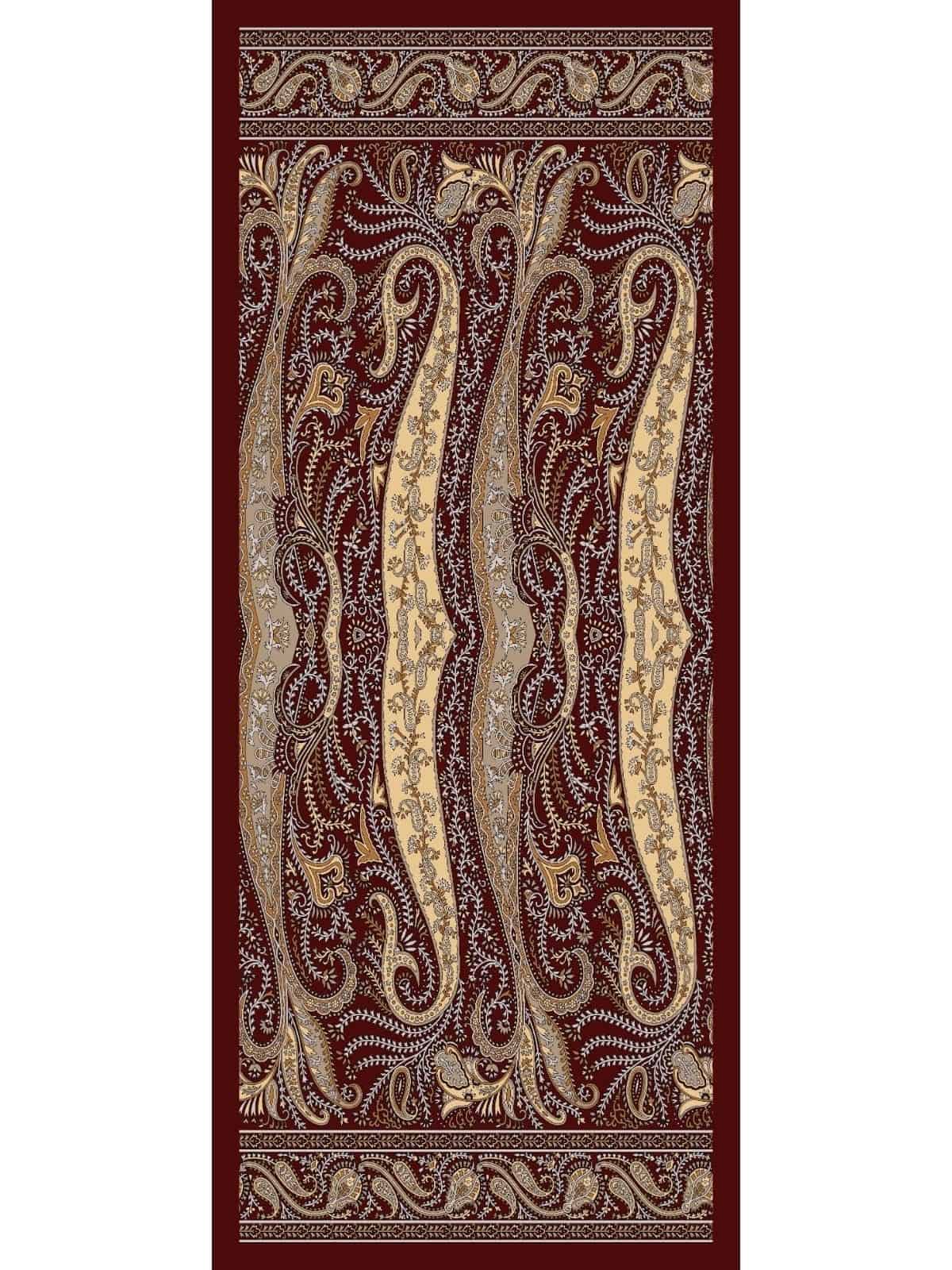 Bordo Dalga Desen Pamuk İpek Şal