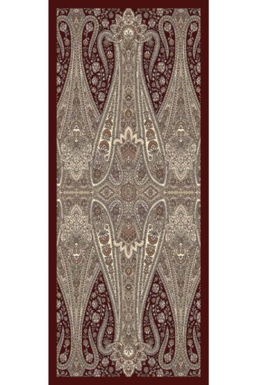 Bordo Damask Desen Pamuk İpek Şal