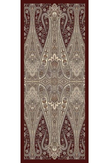 Bordo Damask Desen Pamuk İpek Şal
