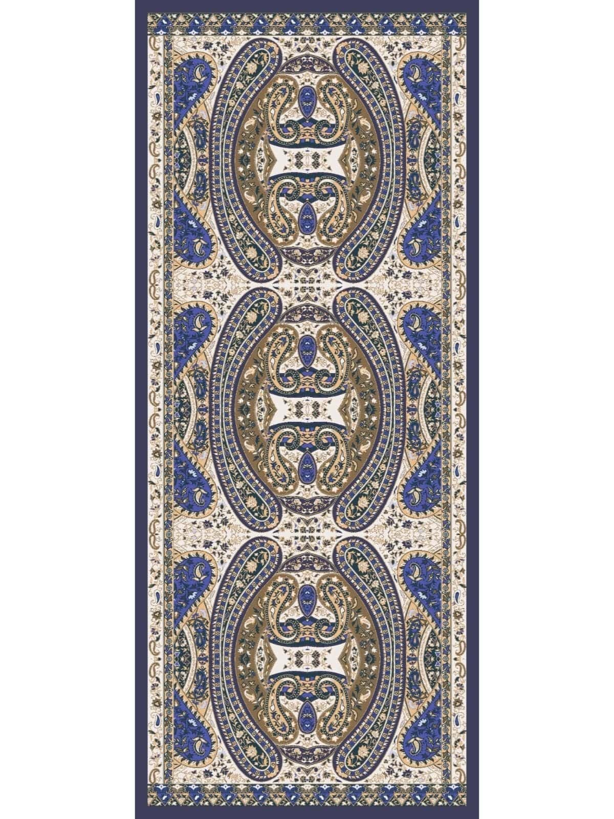 Eflatun Çini Desen Pamuk İpek Şal