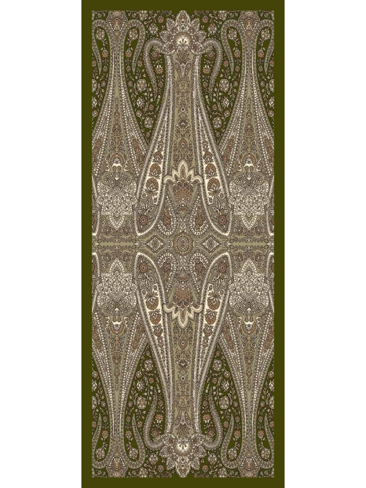 Fıstık Damask Desen Pamuk İpek Şal - Görsel 3